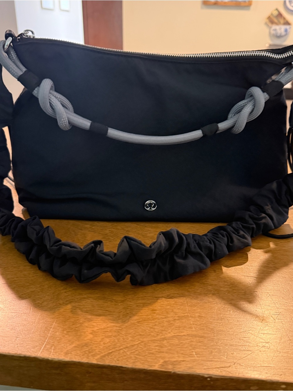 Lululemon athletica Convertible Ruched Crossbody Bag - Black with gray strap - Picture 3 of 7